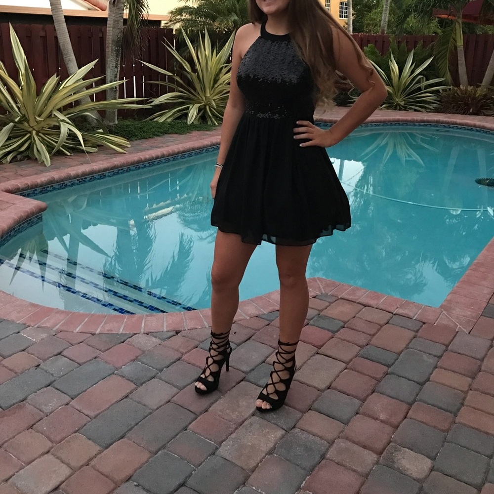 Elegant Black Halter Dress